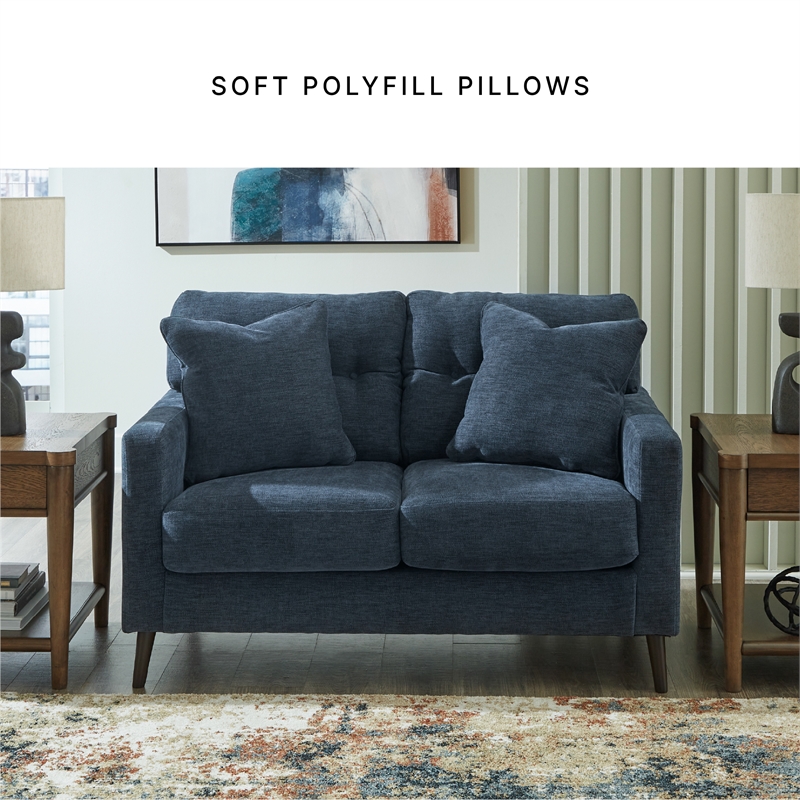 Bowery Hill Navy Sofa & Loveseat Set with Polyester Upholstery