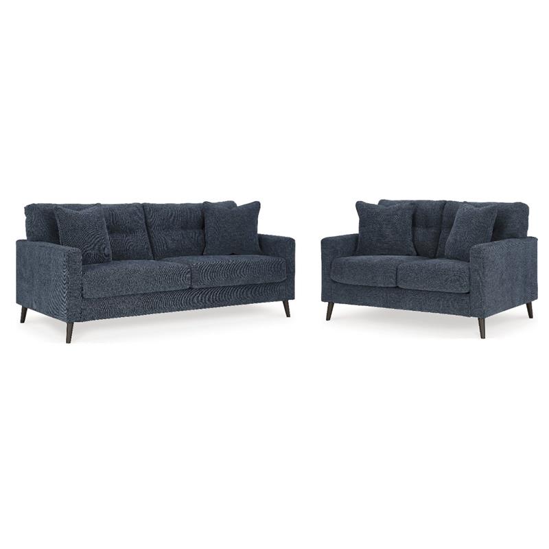 Bowery Hill Navy Sofa & Loveseat Set with Polyester Upholstery