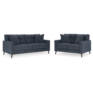 Bowery Hill Navy Sofa & Loveseat Set with Polyester Upholstery