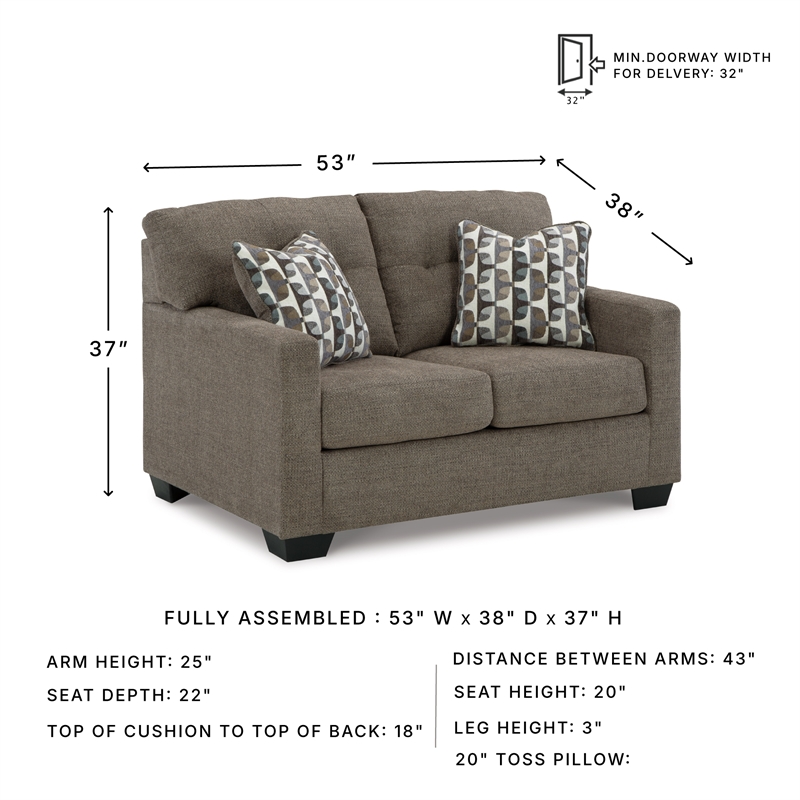 Bowery Hill Chocolate Loveseat & Sofa Set with Polyester Upholstery