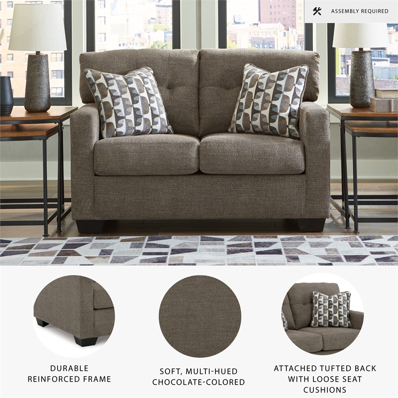 Bowery Hill Chocolate Loveseat & Sofa Set with Polyester Upholstery