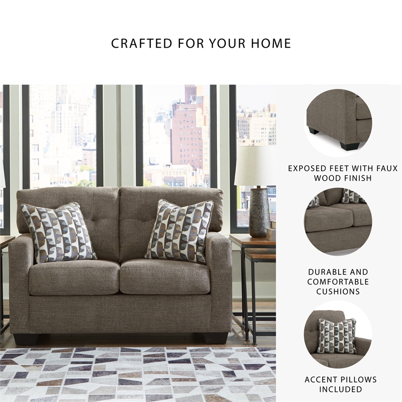 Bowery Hill Chocolate Loveseat & Sofa Set with Polyester Upholstery