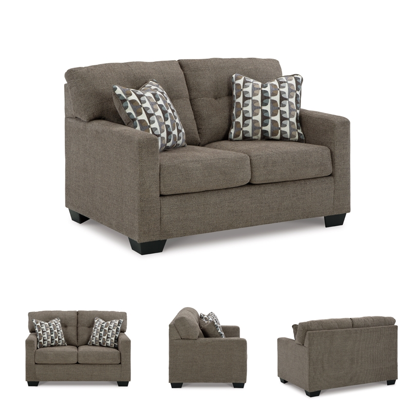Bowery Hill Chocolate Loveseat & Sofa Set with Polyester Upholstery