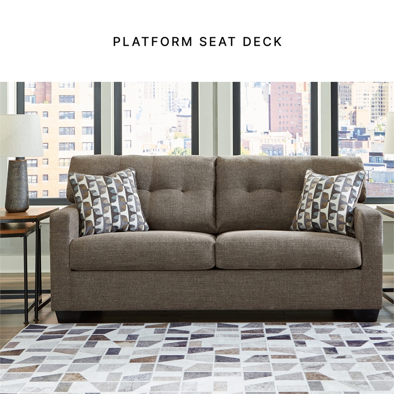 Bowery Hill Chocolate Loveseat & Sofa Set with Polyester Upholstery