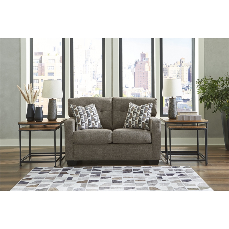 Bowery Hill Chocolate Loveseat & Sofa Set with Polyester Upholstery
