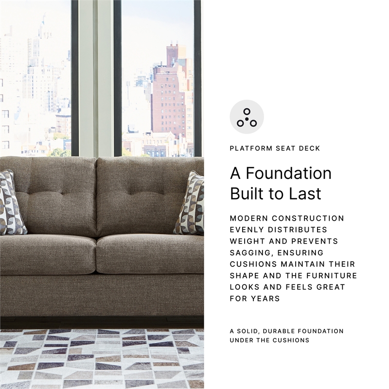 Bowery Hill Chocolate Loveseat & Sofa Set with Polyester Upholstery