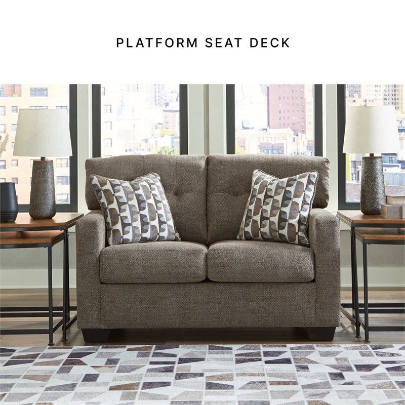 Bowery Hill Chocolate Loveseat & Sofa Set with Polyester Upholstery