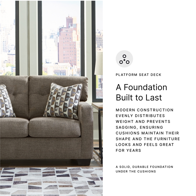 Bowery Hill Chocolate Loveseat & Sofa Set with Polyester Upholstery