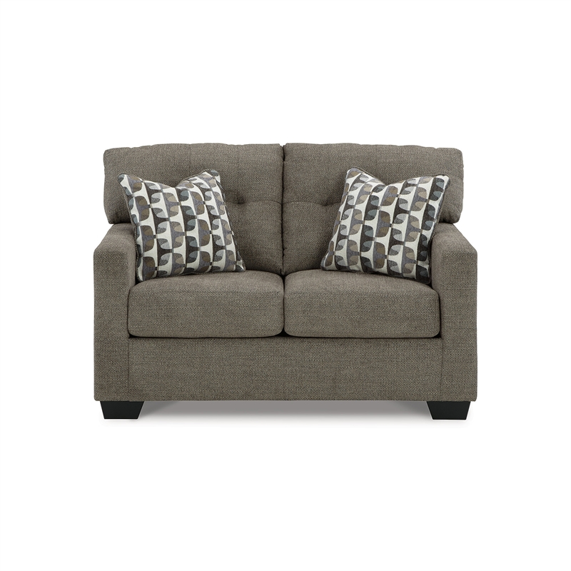 Bowery Hill Chocolate Loveseat & Sofa Set with Polyester Upholstery