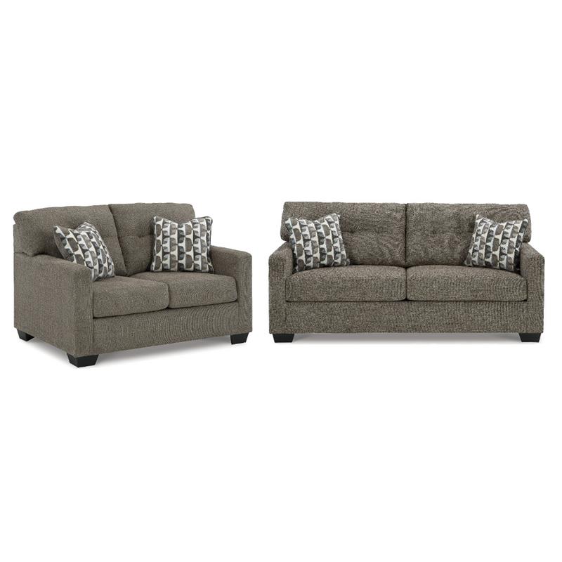 Bowery Hill Chocolate Loveseat & Sofa Set with Polyester Upholstery