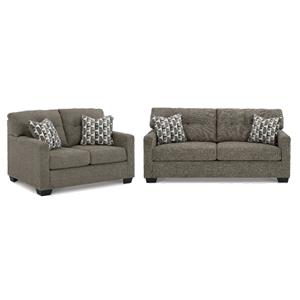 Bowery Hill Chocolate Loveseat & Sofa Set with Polyester Upholstery