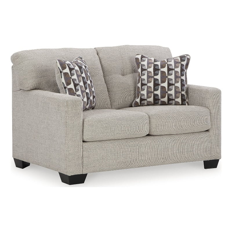 Bowery Hill Loveseat & Sofa Set in Pebble Upholstery with Tufted Back