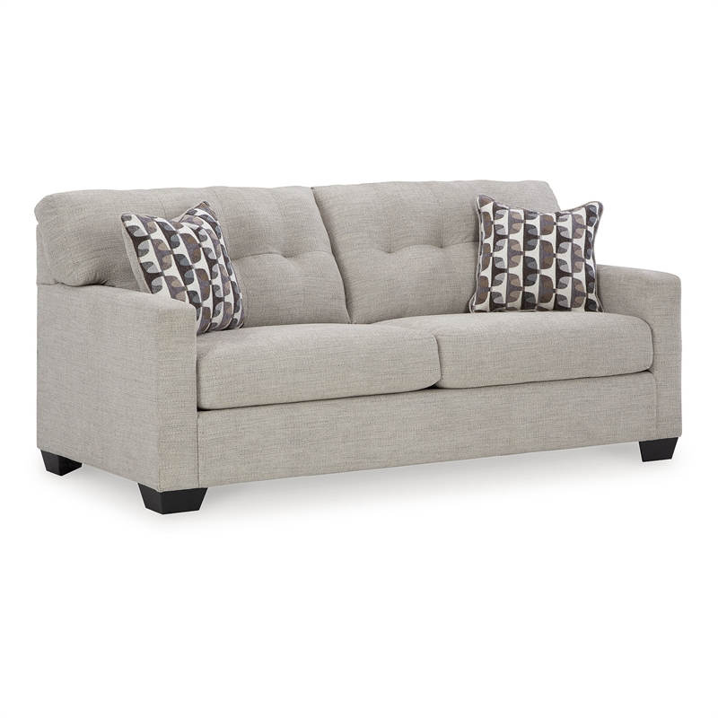 Bowery Hill Loveseat & Sofa Set in Pebble Upholstery with Tufted Back