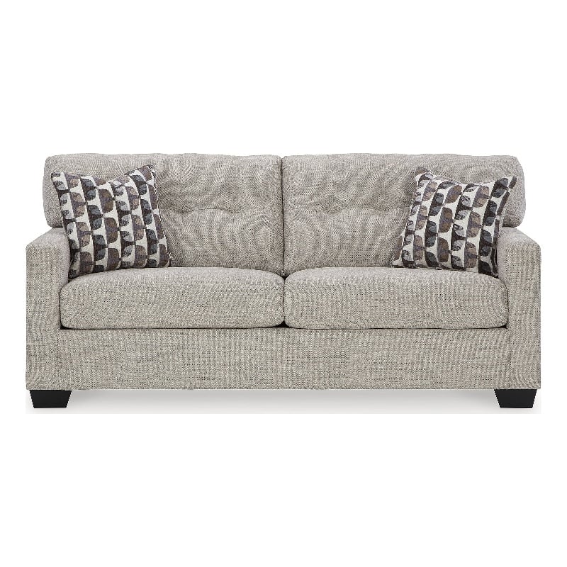 Bowery Hill Loveseat & Sofa Set in Pebble Upholstery with Tufted Back