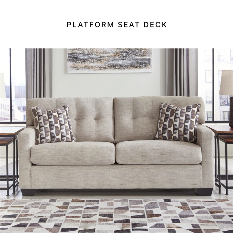 Bowery Hill Loveseat & Sofa Set in Pebble Upholstery with Tufted Back