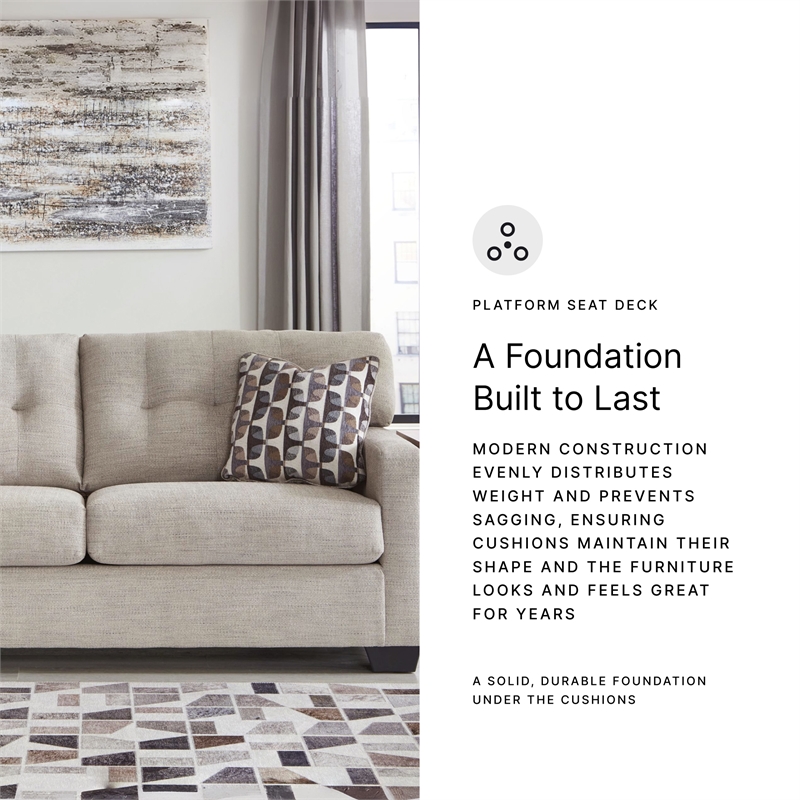 Bowery Hill Loveseat & Sofa Set in Pebble Upholstery with Tufted Back