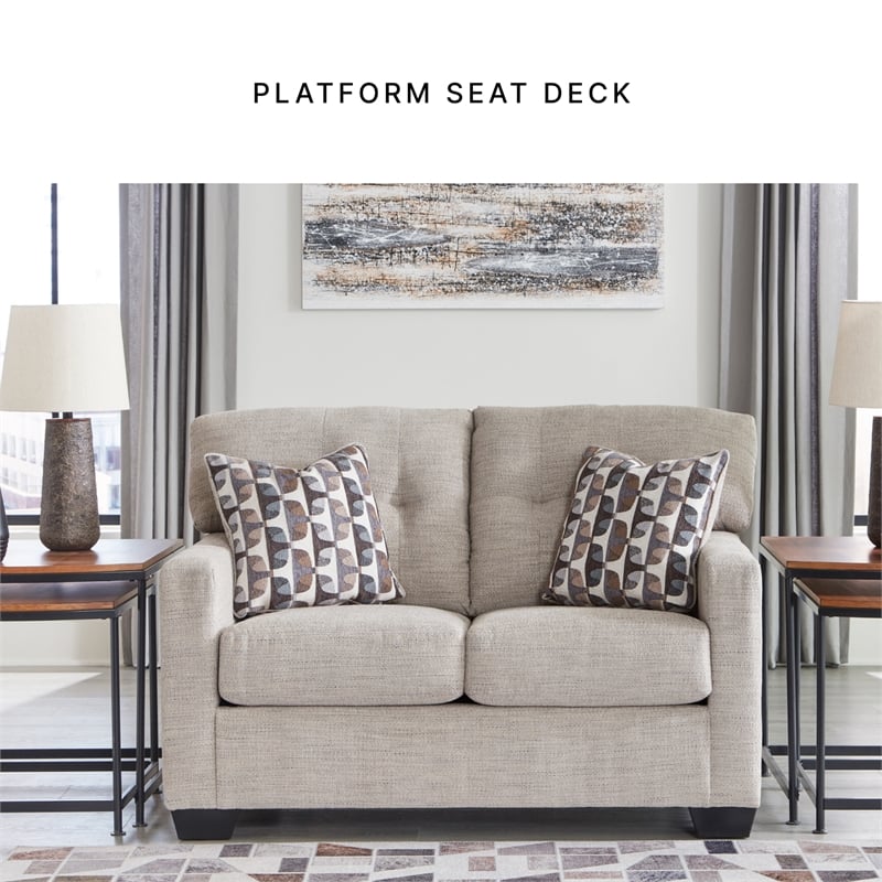 Bowery Hill Loveseat & Sofa Set in Pebble Upholstery with Tufted Back