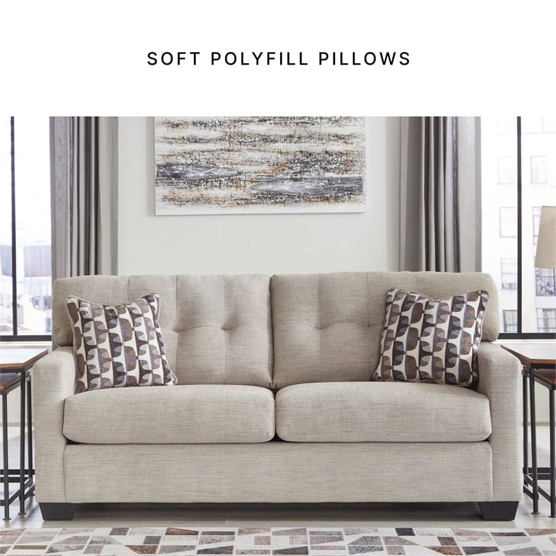 Bowery Hill Loveseat & Sofa Set in Pebble Upholstery with Tufted Back