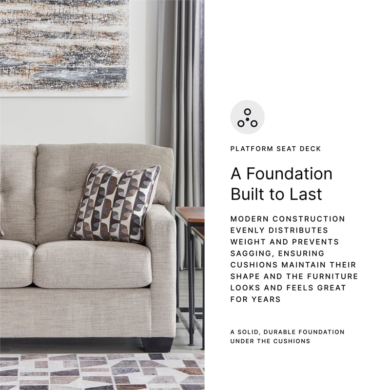 Bowery Hill Loveseat & Sofa Set in Pebble Upholstery with Tufted Back