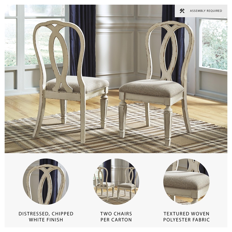 Bowery Hill French Country Dining Set for 8 in Chipped White Wood