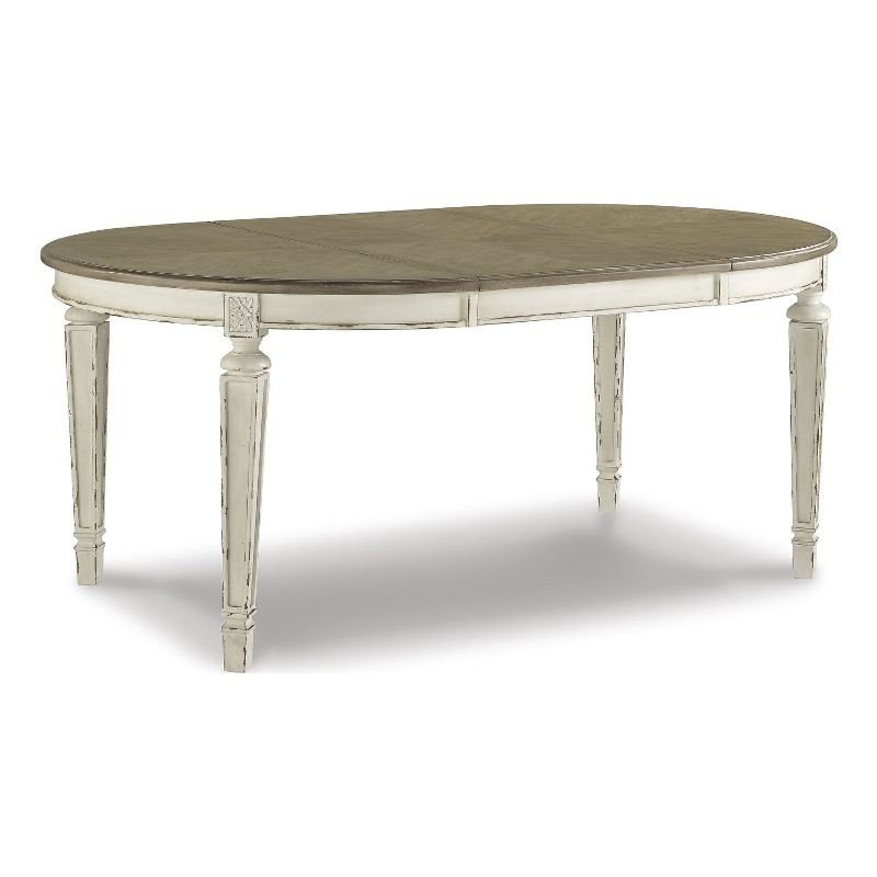 Bowery Hill French Country Dining Set for 8 in Chipped White Wood