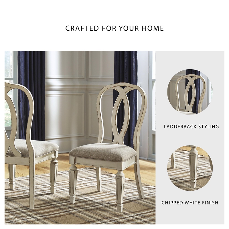 Bowery Hill French Country Dining Set for 8 in Chipped White Wood