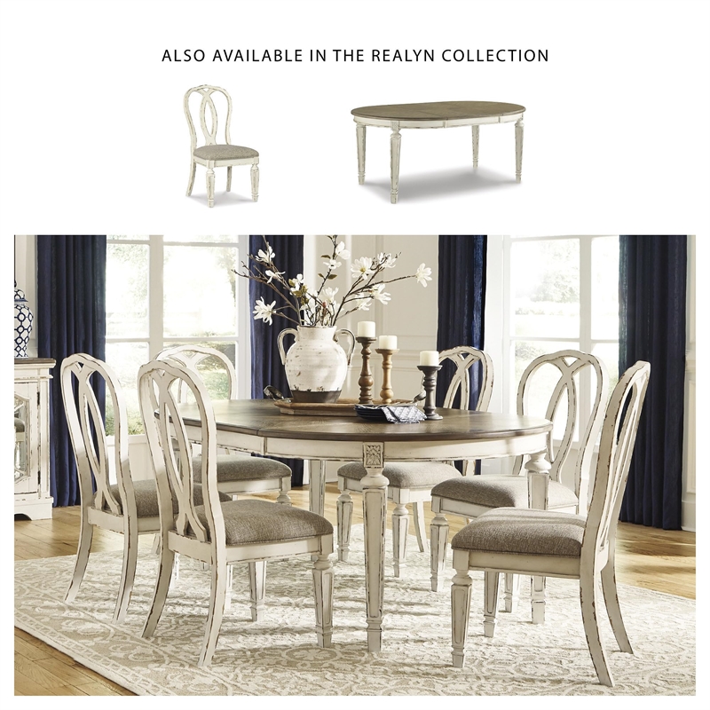 Bowery Hill French Country Dining Set for 8 in Chipped White Wood