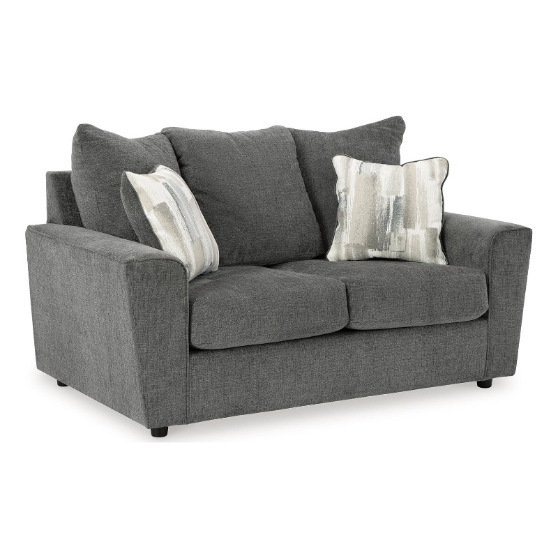 Bowery Hill Fabric Sofa and Loveseat Set in Gray Polyester
