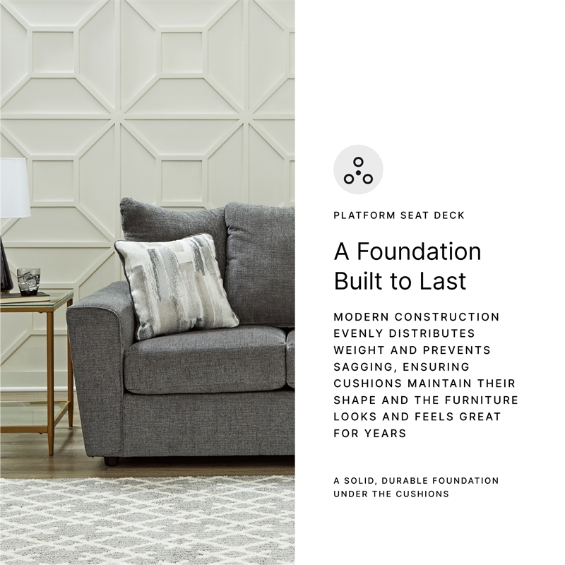 Bowery Hill Fabric Sofa and Loveseat Set in Gray Polyester