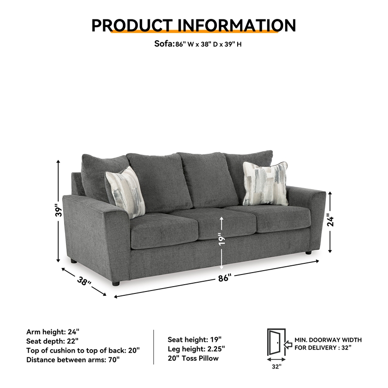 Bowery Hill Fabric Sofa and Loveseat Set in Gray Polyester