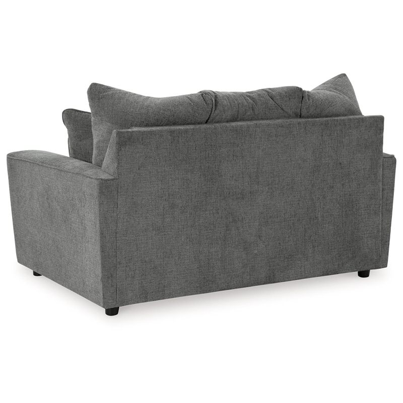 Bowery Hill Fabric Sofa and Loveseat Set in Gray Polyester