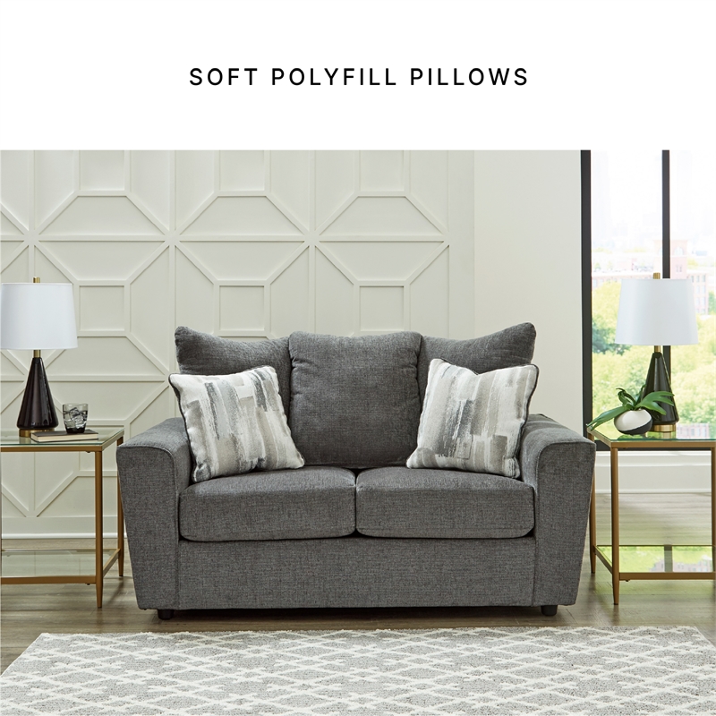 Bowery Hill Fabric Sofa and Loveseat Set in Gray Polyester