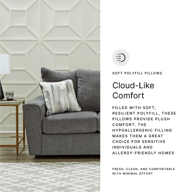 Bowery Hill Fabric Sofa and Loveseat Set in Gray Polyester