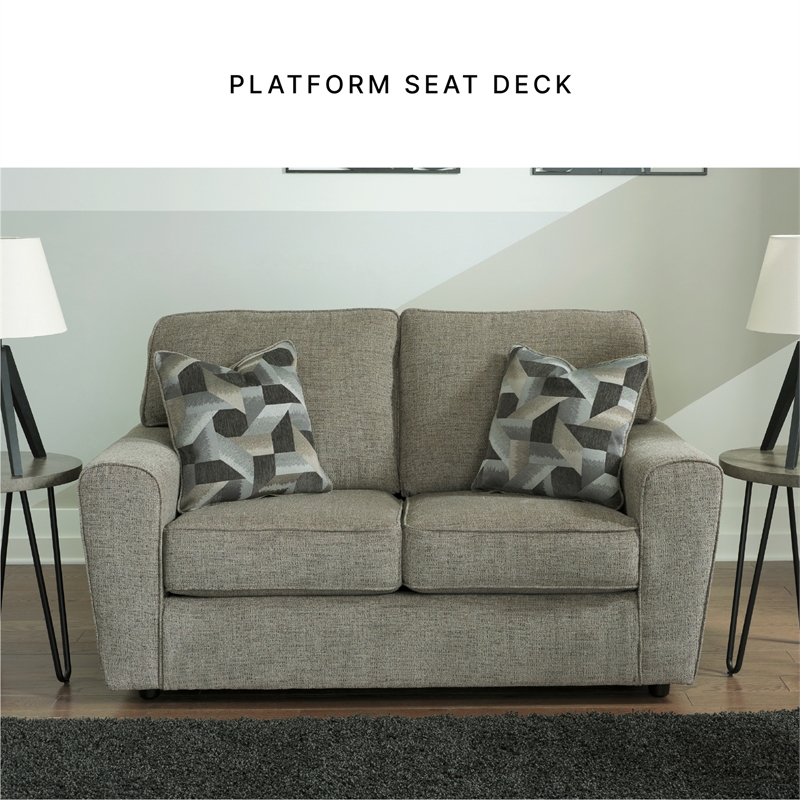 Bowery Hill Living Room Set of Sofa & Loveseat in Light Gray Fabric