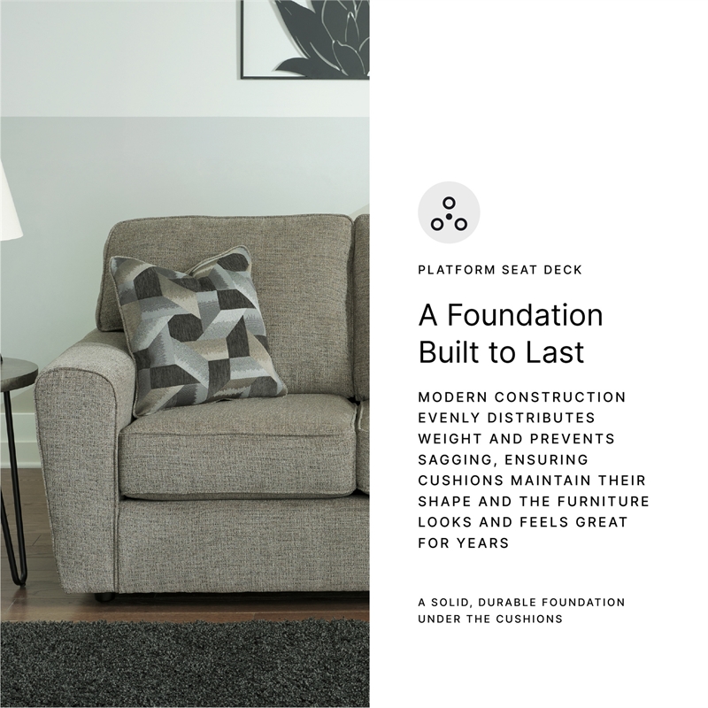 Bowery Hill Living Room Set of Sofa & Loveseat in Light Gray Fabric