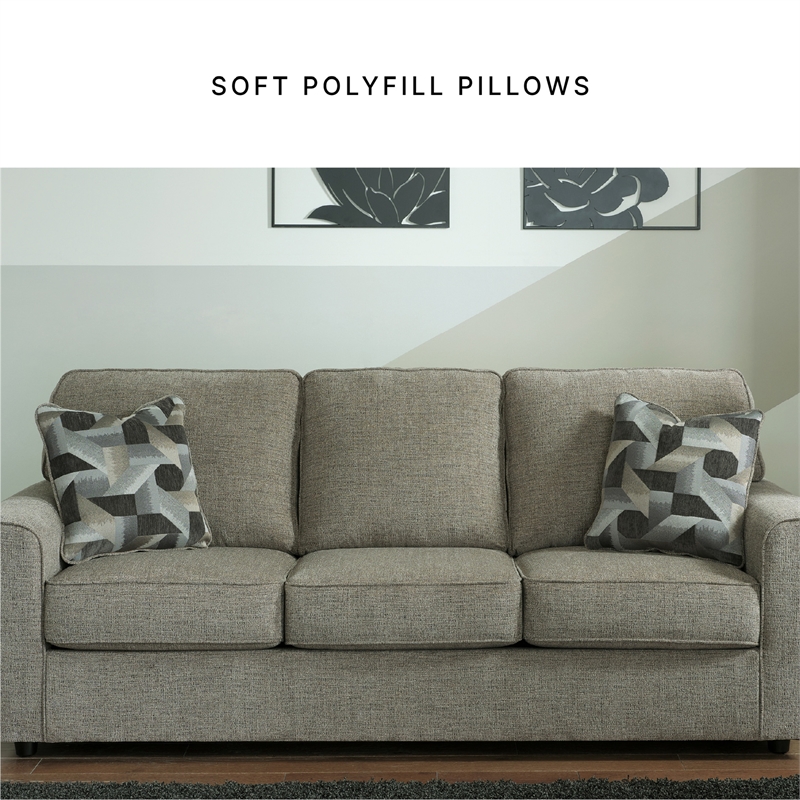 Bowery Hill Living Room Set of Sofa & Loveseat in Light Gray Fabric