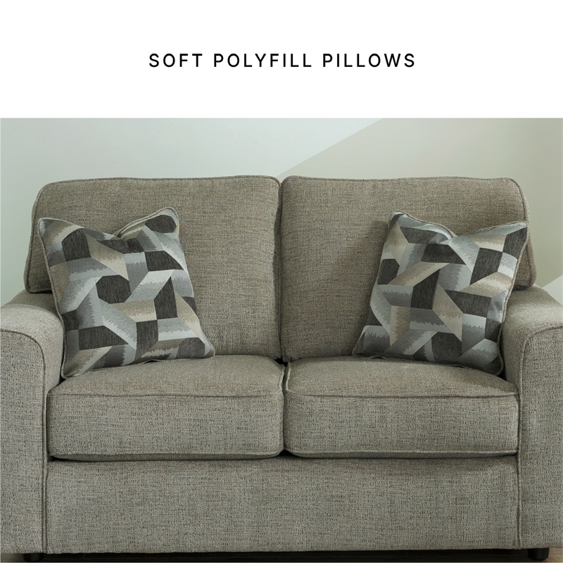 Bowery Hill Living Room Set of Sofa & Loveseat in Light Gray Fabric