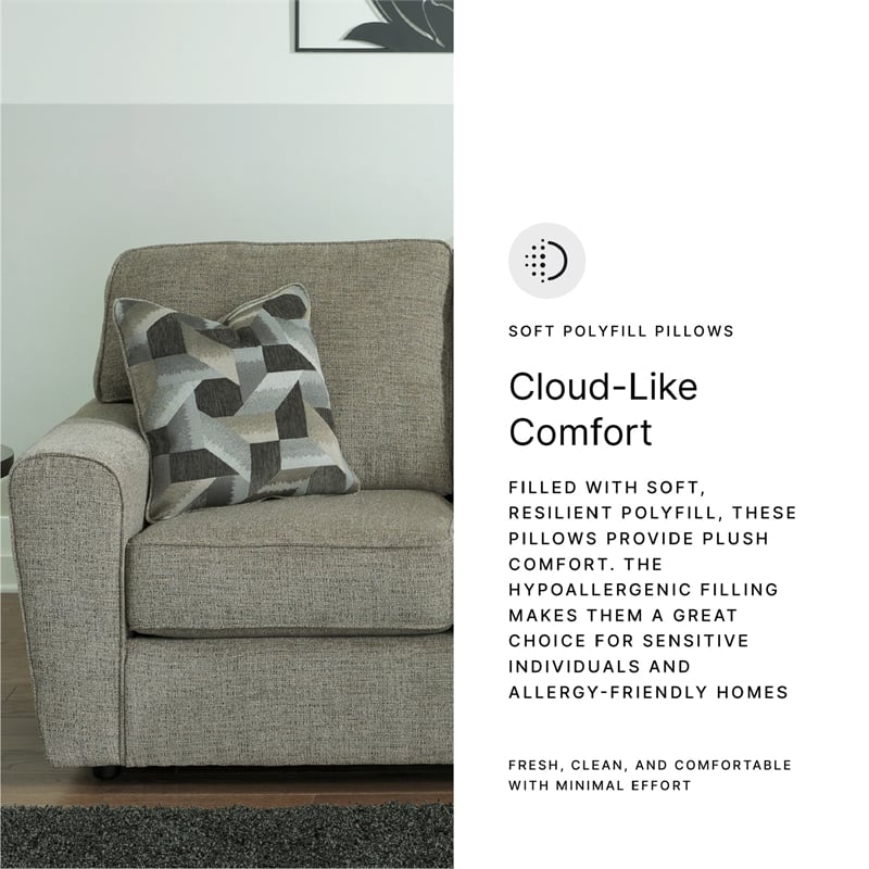 Bowery Hill Living Room Set of Sofa & Loveseat in Light Gray Fabric