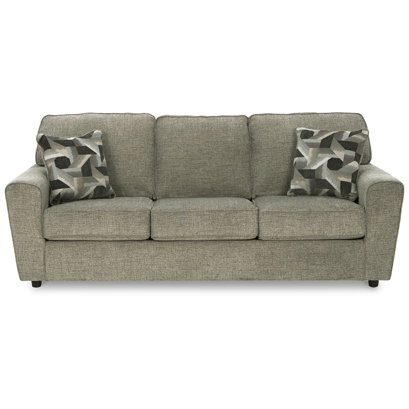 Bowery Hill Living Room Set of Sofa & Loveseat in Light Gray Fabric