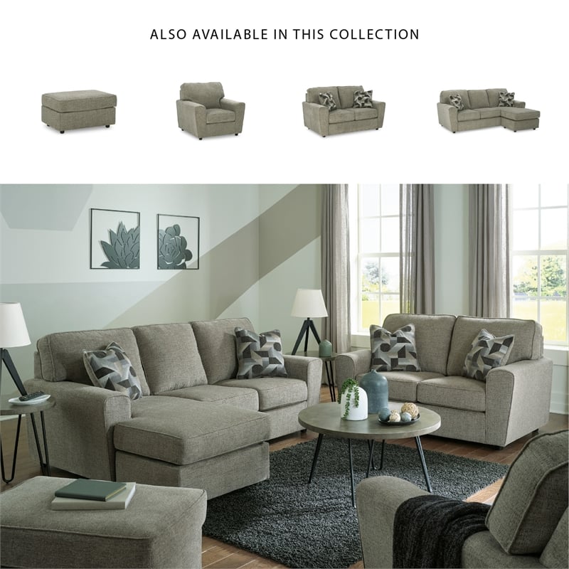 Bowery Hill Living Room Set of Sofa & Loveseat in Light Gray Fabric