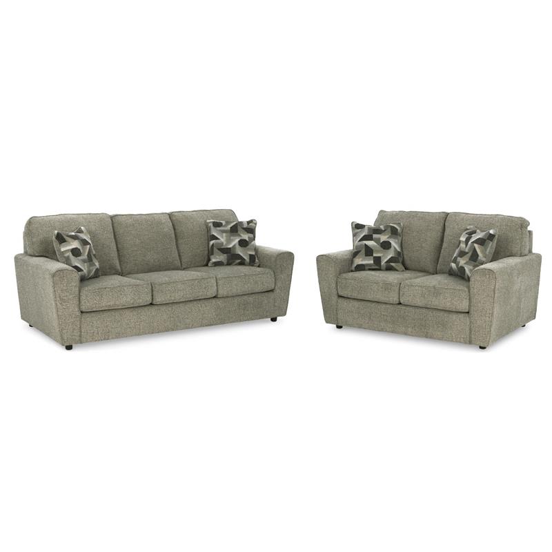 Bowery Hill Living Room Set of Sofa & Loveseat in Light Gray Fabric