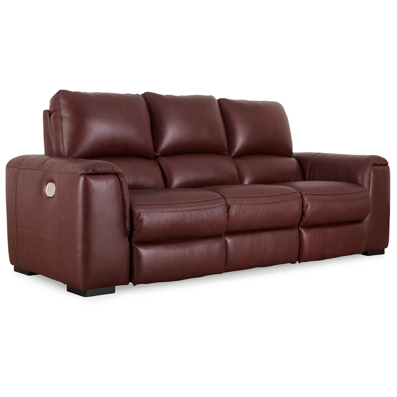 Bowery Hill Power Reclining Sofa & Loveseat Set in Garnet Red Leather