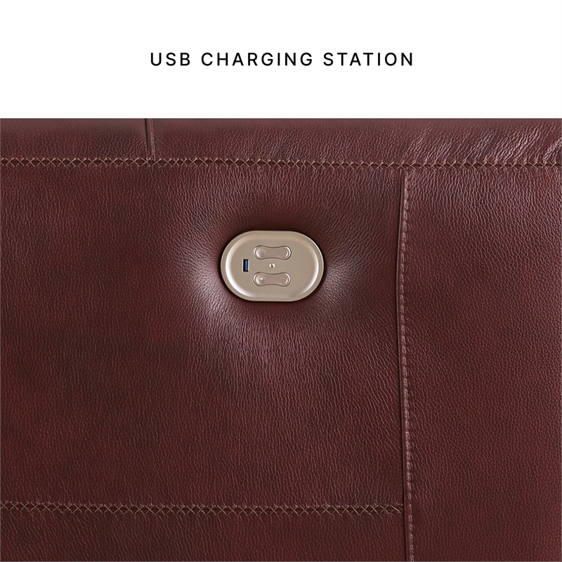 Bowery Hill Power Reclining Sofa & Loveseat Set in Garnet Red Leather