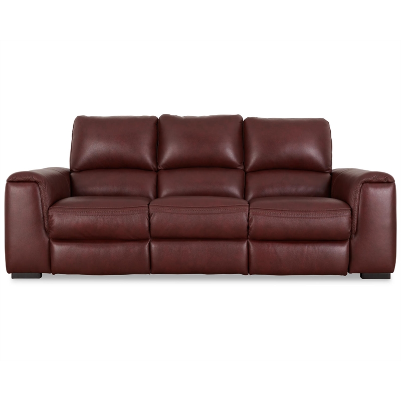 Bowery Hill Power Reclining Sofa & Loveseat Set in Garnet Red Leather