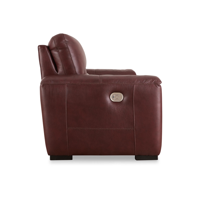 Bowery Hill Power Reclining Sofa & Loveseat Set in Garnet Red Leather