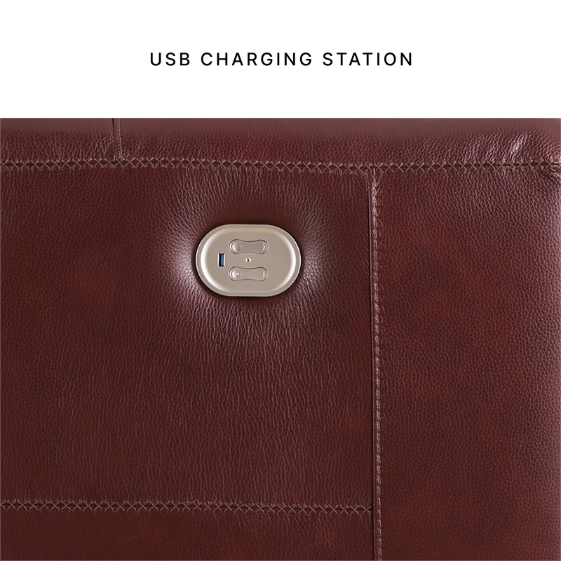 Bowery Hill Power Reclining Sofa & Loveseat Set in Garnet Red Leather