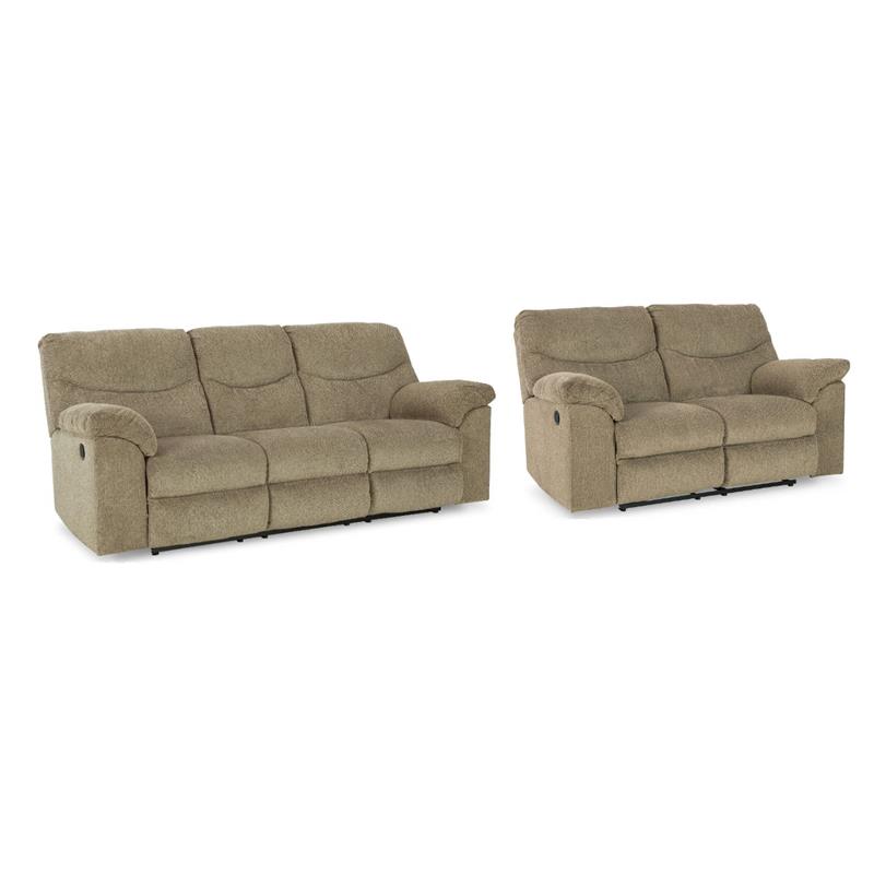 Bowery Hill Reclining Light Brown Sofa and Loveseat Set