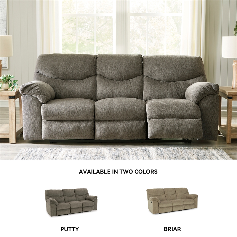 Bowery Hill Reclining Sofa and Loveseat Set in Gray Polyester Fabric