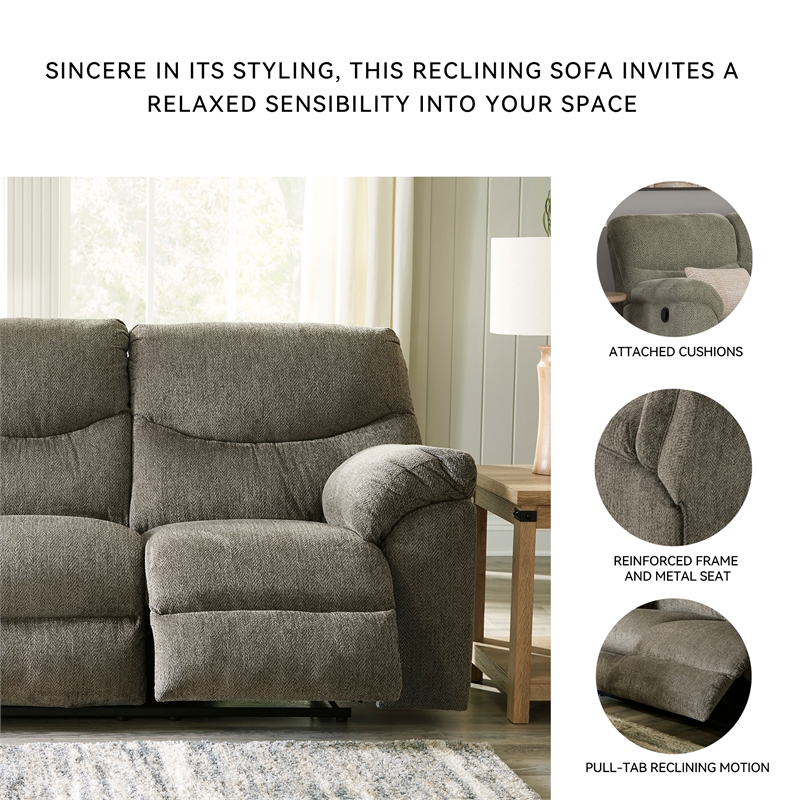 Bowery Hill Reclining Sofa and Loveseat Set in Gray Polyester Fabric
