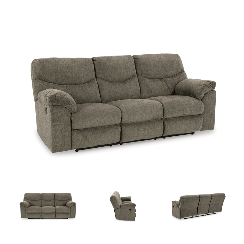 Bowery Hill Reclining Sofa and Loveseat Set in Gray Polyester Fabric
